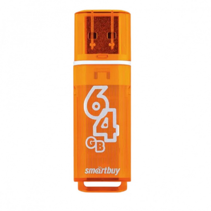 Флеш-память Smart Buy "Glossy" 64GB, USB 2.0 Flash Frive, оранжевый