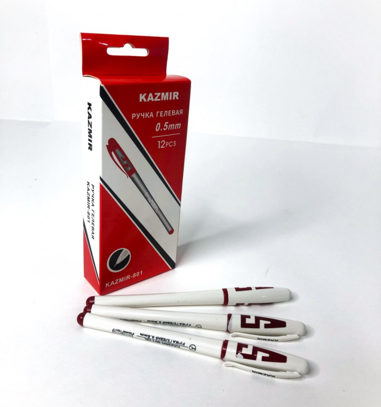 Ручка гелевая KAZMIR КРАСНАЯ KZ-801 0.5 mm