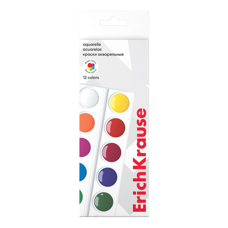 Краски акварельные ErichKrause® Basic 12 цветов (картон с европодвесом) Краски акварельные ErichKrause® Basic 12 цветов (картон с европодвесом)