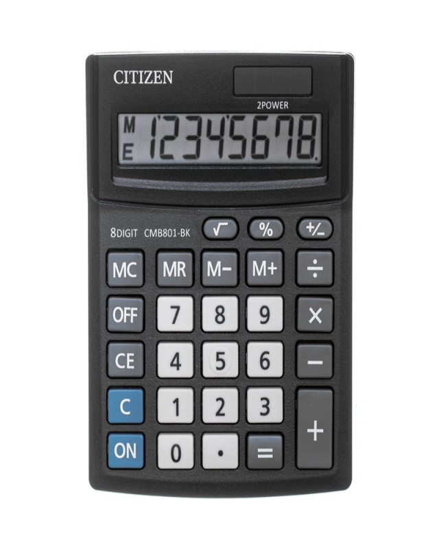 Калькулятор настольный Citizen Business Line CMB801-BK, 8 разрядов, двойное питание,102*137*31мм,чер