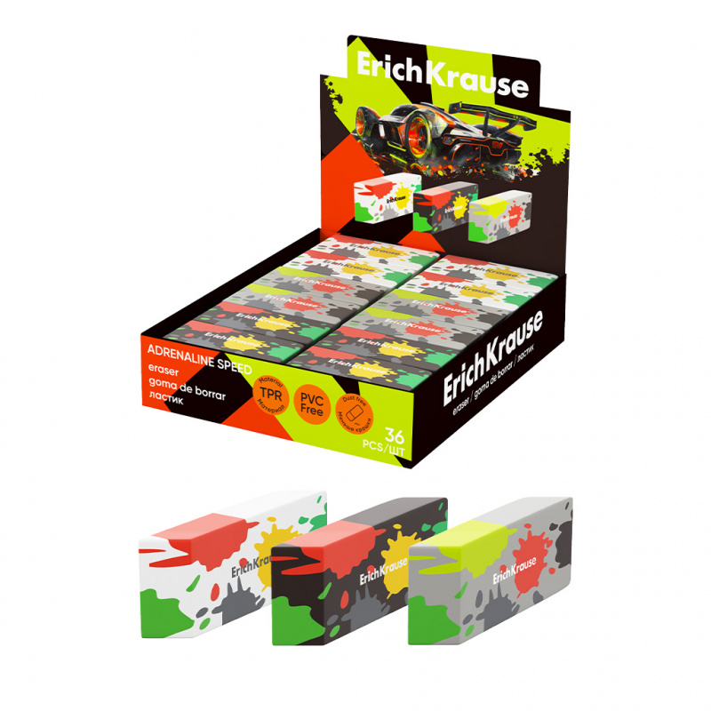 Ластик ErichKrause Adrenaline Speed (в коробке по 36 шт.) Ластик ErichKrause Adrenaline Speed (в коробке по 36 шт.)