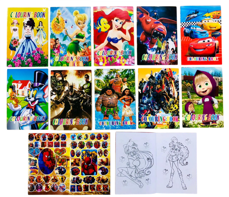 Раскраска с наклейками ассорти А5 Coloring Book