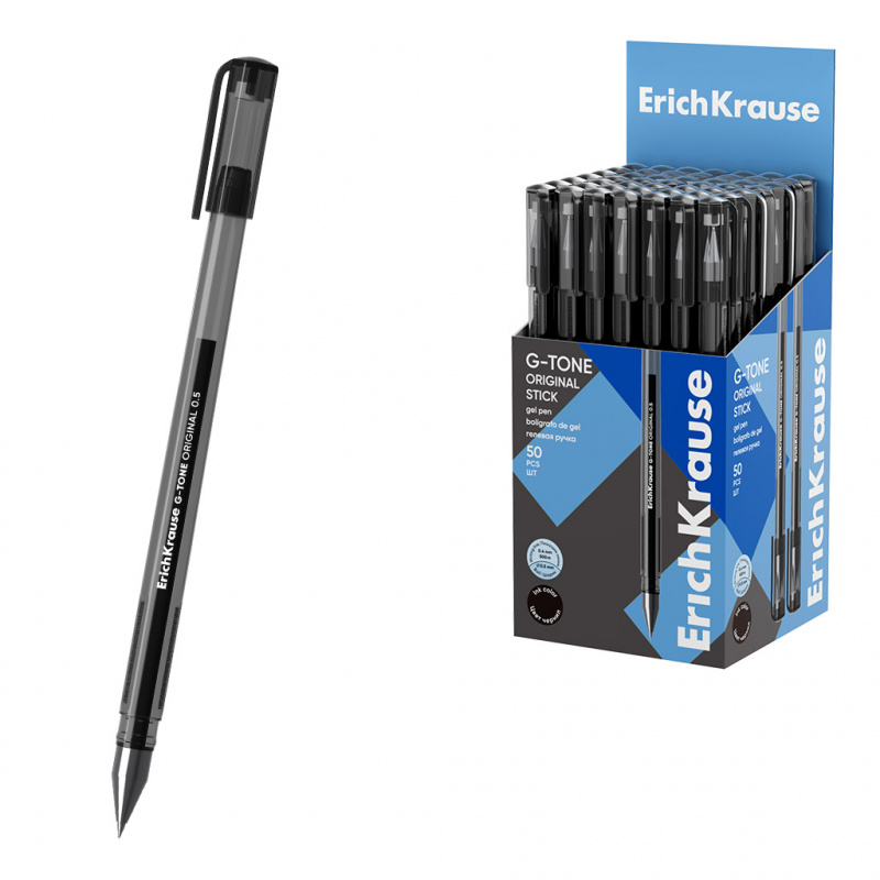 Ручка гелевая ErichKrause G-Tone Stick Original 0.5, цвет чернил черный (в коробке по 50 шт.) Ручка гелевая ErichKrause G-Tone Stick Original 0.5, цвет чернил черный (в коробке по 50 шт.)