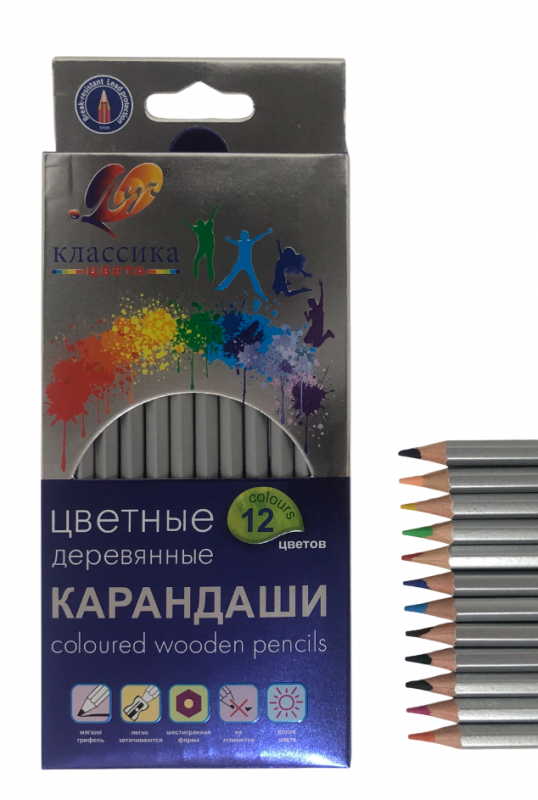 Карандаши цветные Луч Классика деревянные 12 цветов