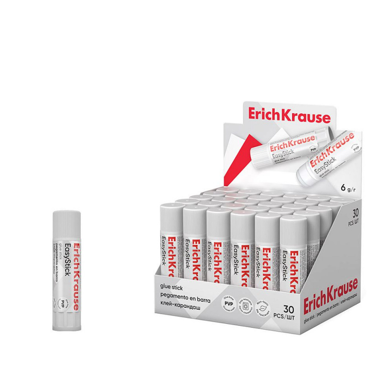 Клей-карандаш ErichKrause® Standard, 6г (в коробке-дисплее по 30 шт.) Клей-карандаш ErichKrause® Standard, 6г (в коробке-дисплее по 30 шт.)