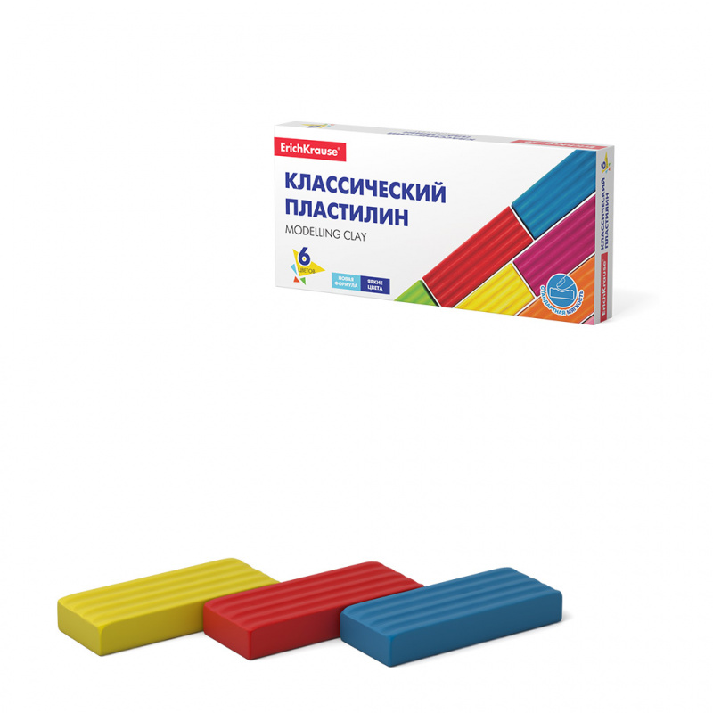 Классический пластилин ErichKrause® Basic 6 цветов, 96г (коробка)