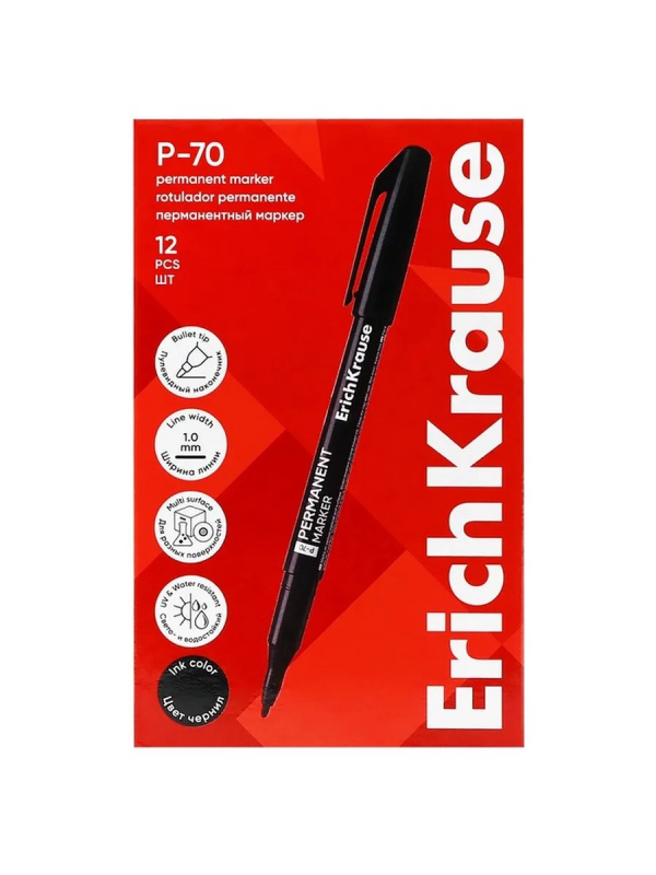 Перманентный линер ErichKrause®  FP-50, цвет чернил черный (в коробке по 12 шт.)