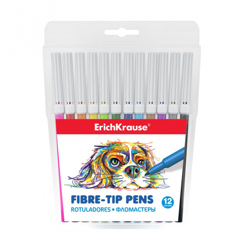 Фломастеры ErichKrause Easy Washable 12 цветов (в футляре с европодвесом 12 шт)