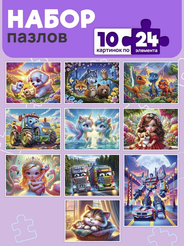 МИКС. ПАЗЛЫ 24 элемента. ЛЮБИМЫЕ ИСТОРИИ (10 шт в шоубоксе) (арт.П24-2495) МИКС. ПАЗЛЫ 24 элемента. ЛЮБИМЫЕ ИСТОРИИ (10 шт в шоубоксе) (арт.П24-2495)
