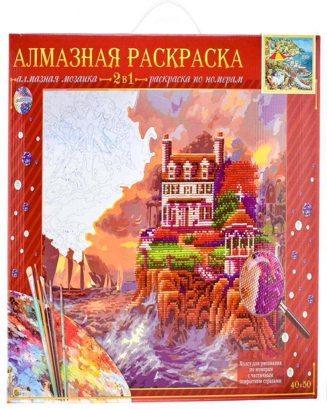 Алмаз. раскраска по номер. (класс) 40х50 см, с подрамн. ЛЕТНЯЯ НАБЕРЕЖНАЯ. Арт. ACK026