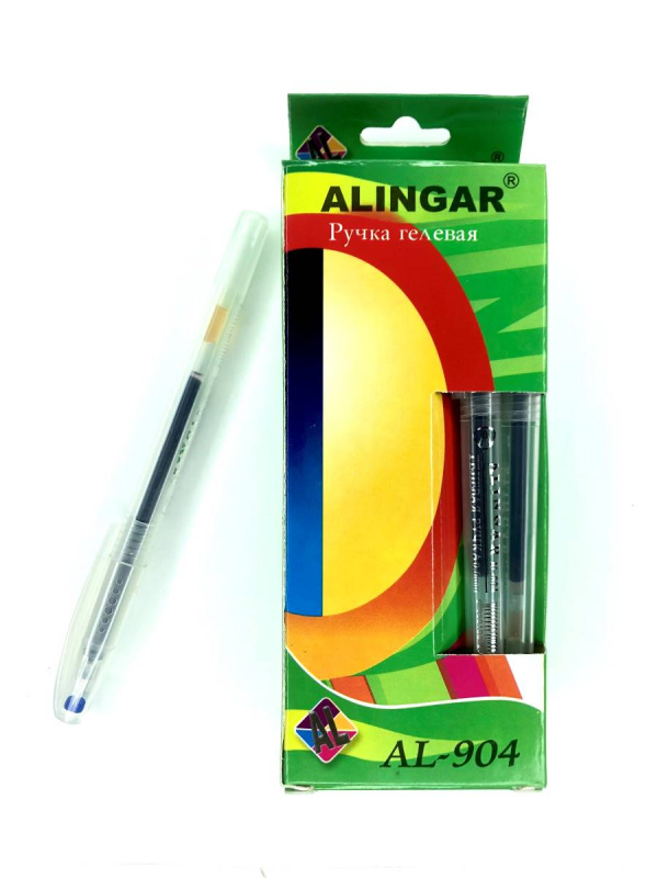 Ручка гелевая Alingar синяя, прозрачный корпус, арт. AL-904
