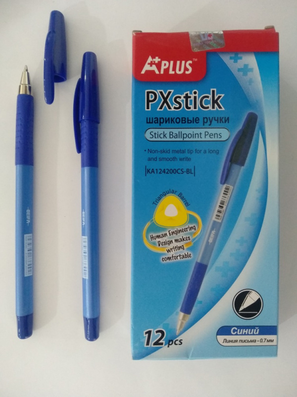 Ручка шариковая ОФИС трёхгранный корпус с резин. вставкой синяя BEIFA 12/144/1152