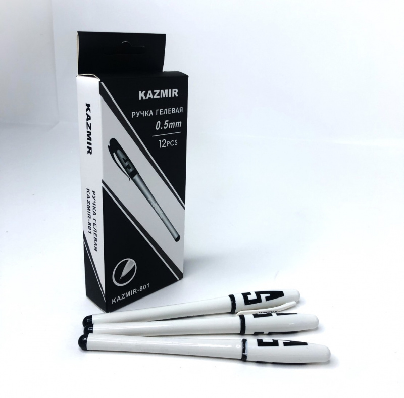 Ручка гелевая KAZMIR ЧЕРНАЯ KZ-801 0.5 mm