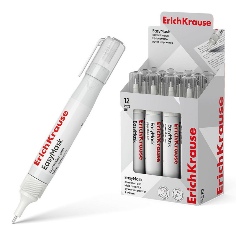 Ручка-корректор ErichKrause EasyMask, 7мл (в дисплее по 12 шт.) Ручка-корректор ErichKrause EasyMask, 7мл (в дисплее по 12 шт.)