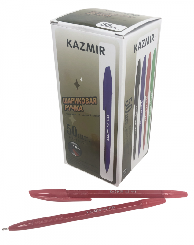 Ручка шариковая KAZMIR KZ-1145 1.0 mm КРАСНАЯ Ручка шариковая KAZMIR KZ-1145 1.0 mm КРАСНАЯ