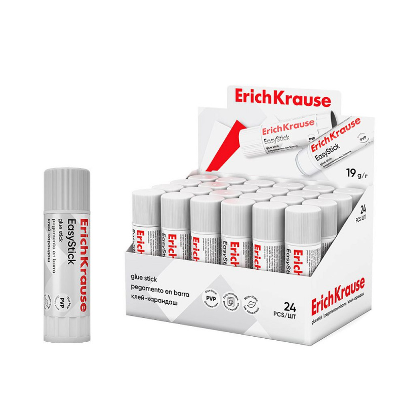 Клей-карандаш ErichKrause® Standard, 19г (в коробке-дисплее по 24 шт.) Клей-карандаш ErichKrause® Standard, 19г (в коробке-дисплее по 24 шт.)