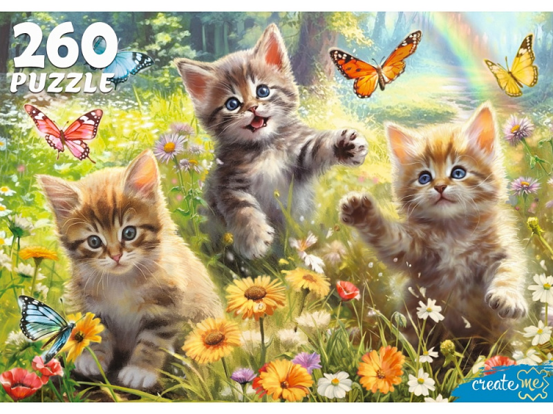 ПАЗЛЫ 260 элементов. КОТЯТА НА ЛУГУ (Арт.Ф260-3885)