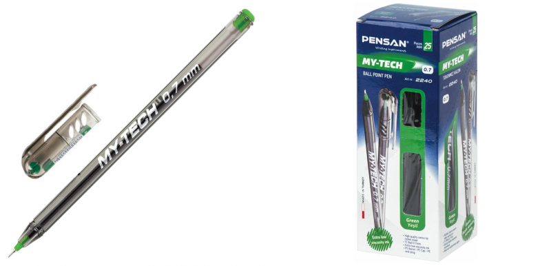 Ручка шариковая Pensan "My-tech" 0,7mm, зеленая (25/2000) Ручка шариковая Pensan "My-tech" 0,7mm, зеленая (25/2000)
