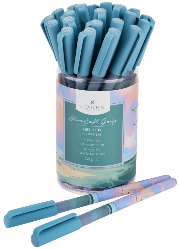 Ручка гел. LOREX FLUFFY SKY SLIM SOFT GRIP 0,5 мм синий кругл. корп. грип