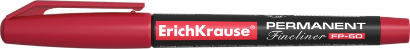 Перманентный линер ErichKrause®  FP-50, цвет чернил красный (в коробке по 12 шт.)