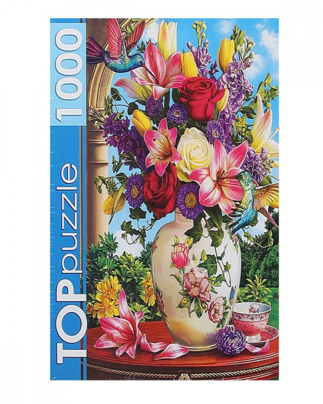 TOPpuzzle. ПАЗЛЫ 1000 элементов. ХТП1000-2172 Летний букет и колибри