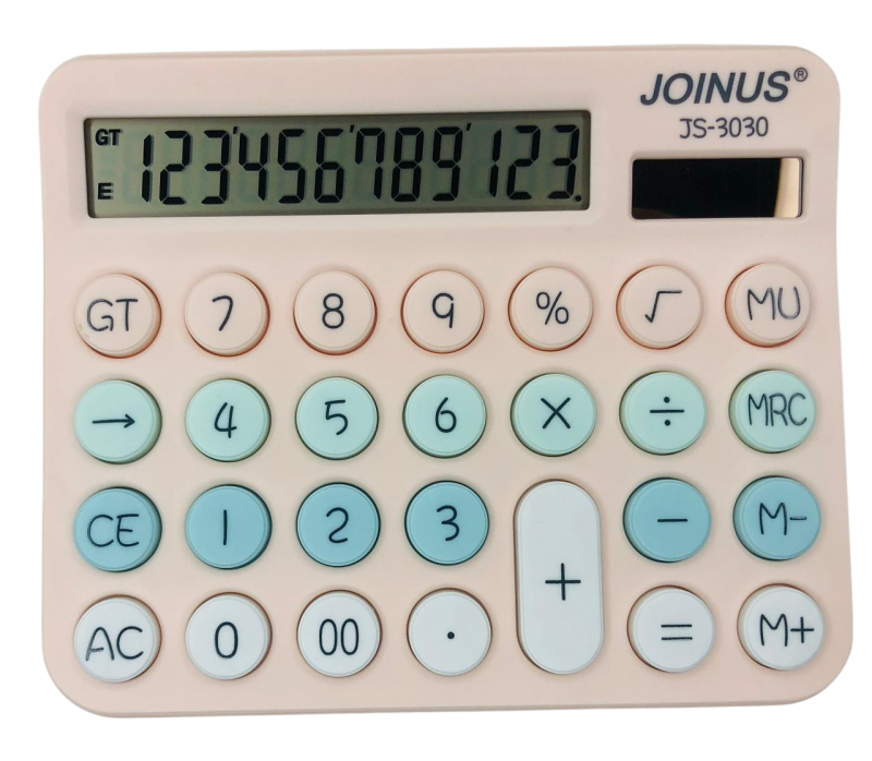 Калькулятор настольный Joinus, 12 разр., двойное питание, пастельный цвет корпуса, 150х120х10мм