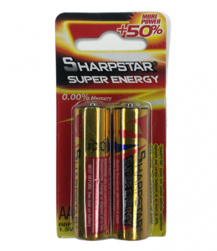 Батарейка Sharpstar AA (R6P/1.5V), пальчиковая, 2B