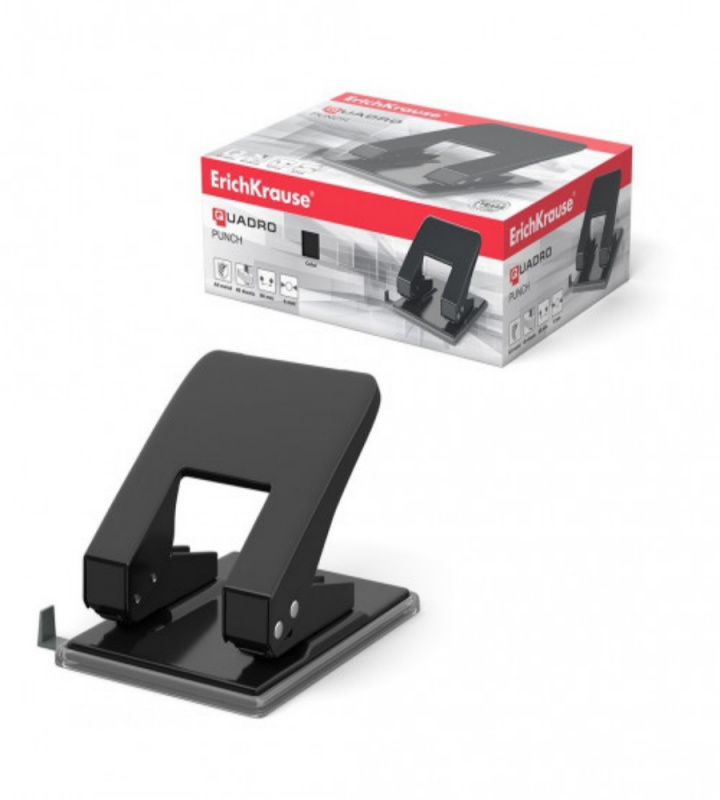 Дырокол ErichKrause® Quadro до 40 листов, черный (в коробке по 1 шт.) Дырокол ErichKrause® Quadro до 40 листов, черный (в коробке по 1 шт.)