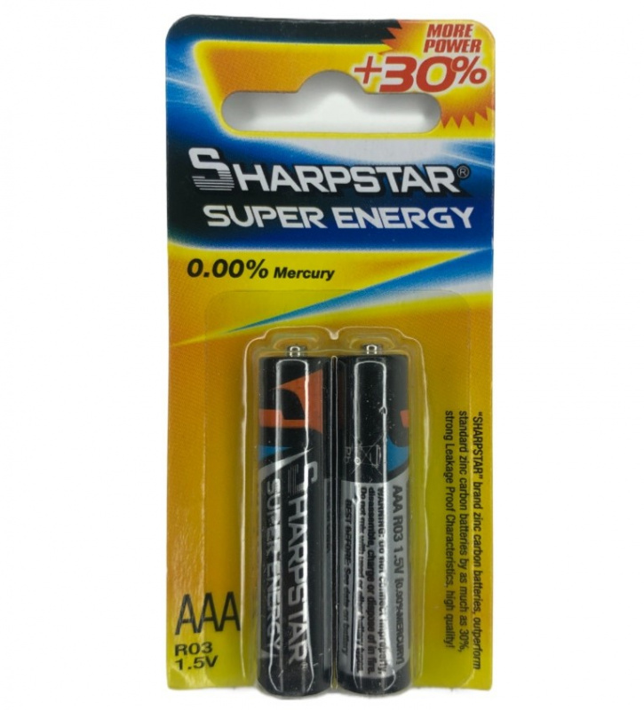 Батарейка Sharpstar AAA (R03/1.5V), мизинчиковая, 2B
