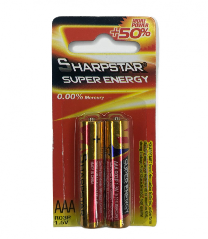 Батарейка Sharpstar AAA (R03P/1.5V), мизинчиковая, 2B