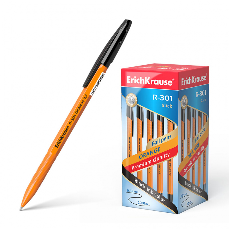 Ручка шариковая ErichKrause® R-301 Orange Stick 0.7, цвет чернил черный (в коробке по 50 шт.) Ручка шариковая ErichKrause® R-301 Orange Stick 0.7, цвет чернил черный (в коробке по 50 шт.)