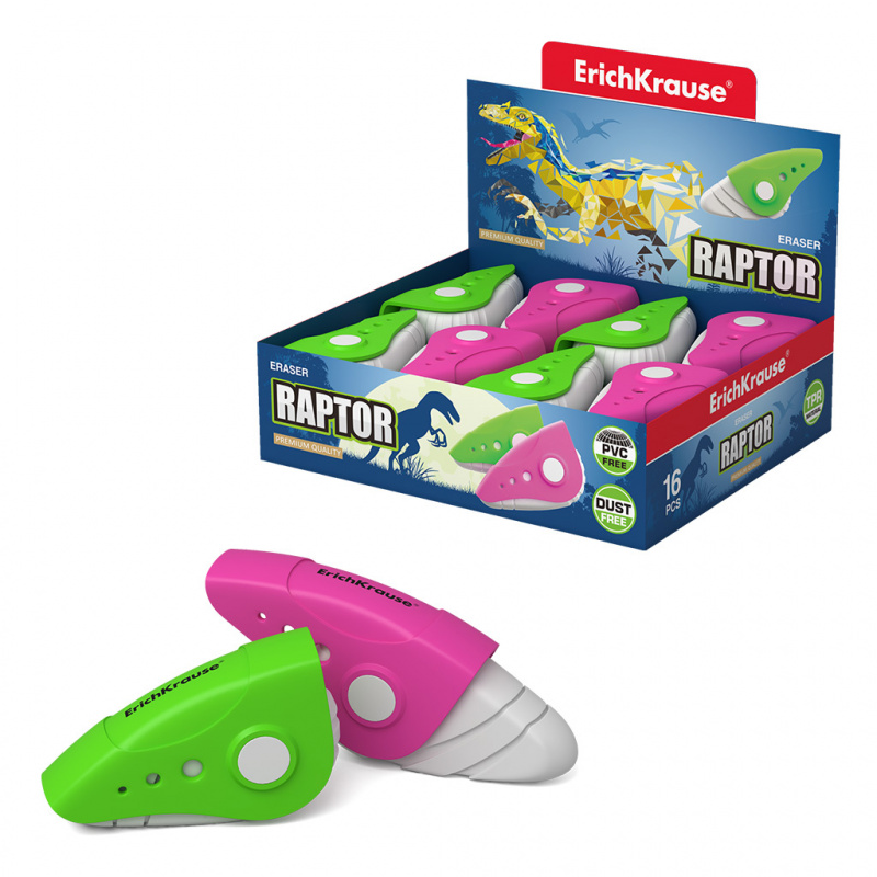 Ластик в пластиковом футляре ErichKrause® Raptor (в коробке по 16 шт.) Ластик в пластиковом футляре ErichKrause® Raptor (в коробке по 16 шт.)