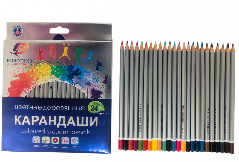 Карандаши цветные Луч Классика деревянные 24 цветов