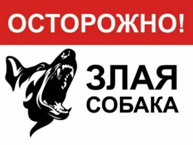 Наклейка "Осторожно! Злая собака", 20х30 см, горизонт., арт. KZ-25802