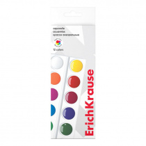 Краски акварельные ErichKrause® Basic 12 цветов (картон с европодвесом)