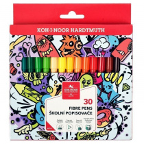 Фломастеры Koh-I-Noor TEENAGE 1002 классические 30 цв. кругл. корп. легкосмываемые карт. упак.