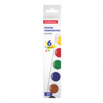 Краски акварельные ErichKrause® Basic 6 цветов (картон с европодвесом)