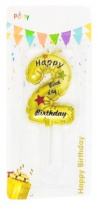 Свеча для торта ЦИФРА 2 Happy Birthday, арт. HD0088