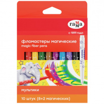 Фломастеры магические Гамма "Мультики", 16 цв., 10 шт (8+2), смываемые, картон. упак., европодвес 08