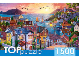 TOPpuzzle. ПАЗЛЫ 1500 элементов. ХТП1500-1591 Приморский город на закате