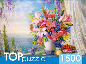 TOPpuzzle. ПАЗЛЫ 1500 элементов. РУКТП1500-1586 Русская коллекция. О.Дандорф. Букет с гладиолусами