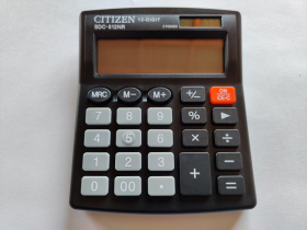 Калькулятор настольный Citizen SDC-812NR, 12 разрядов, двойное питание, 102*124*25мм, черный