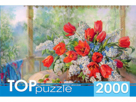 TOPpuzzle. ПАЗЛЫ 2000 элементов. РУКТП2000-1592 Русская коллекция. О.Дандорф. Тюльпаны с черёмухой