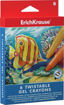 Гелевые мелки Twistable 6цв ErichKrause/короб с европодвесом