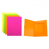 Папка на кнопке пластиковая ErichKrause® Glance Neon, с 3 клапанами, 8мм, A4, ассорти (в пакете по 4